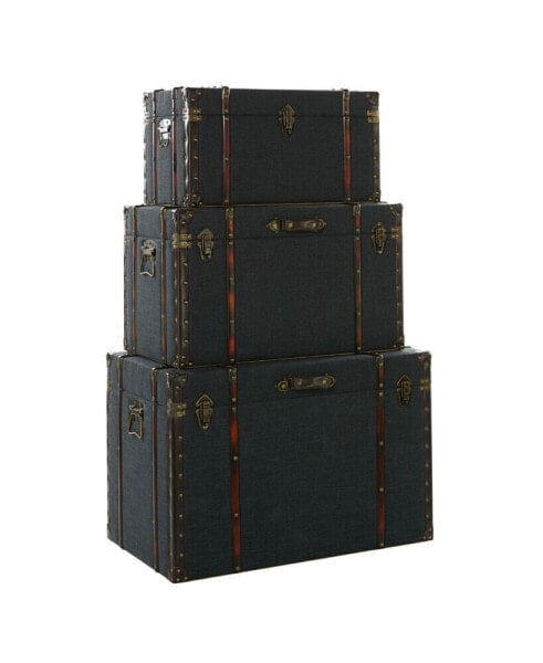 Wood Traditional Trunk, Set of 3