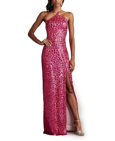 Women's Koda Animal Sequin Halter Gown