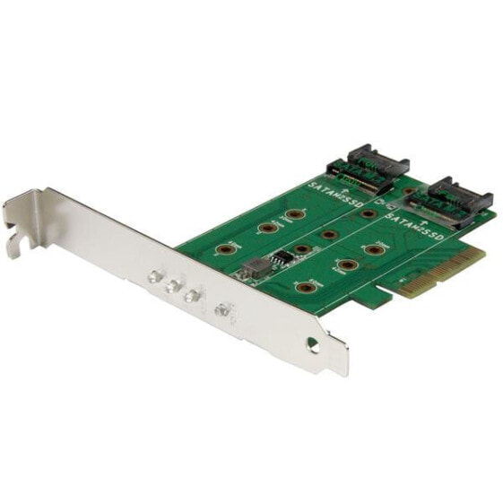 StarTech.com 3-Port M.2 SSD (NGFF) Adapter Card - 1 x PCIe (NVMe) M.2 - 2 x SATA III M.2 - PCIe 3.0 - PCIe - M.2 - SATA - Full-height / Low-profile - PCIe 3.0 - 50000 h - CE - FCC - TAA - REACH
