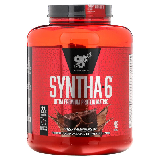 Протеин BSN Syntha-6, Ультра Премиум Chocolate Cake Batter, 5 фунтов (2.27 кг)