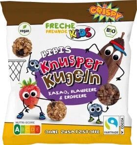 Kindersnack Knusperkugeln Kakao, Blaubeere & Erdbeere, ab 3 Jahren, 30 g