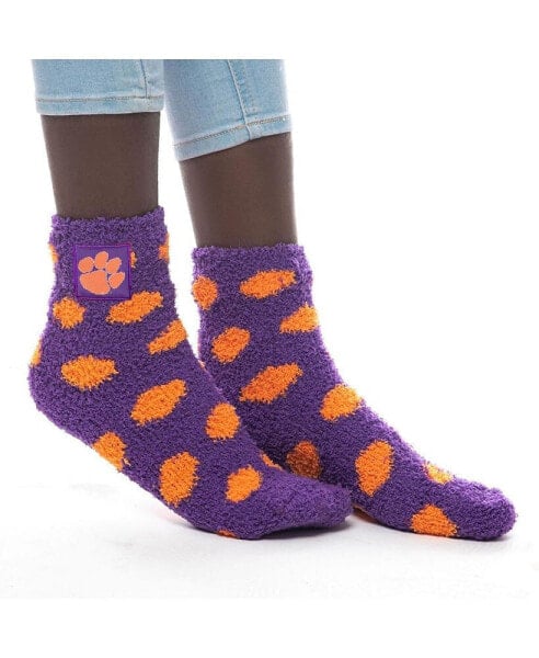 Women's Clemson Tigers Fuzzy Dot Ankle Socks