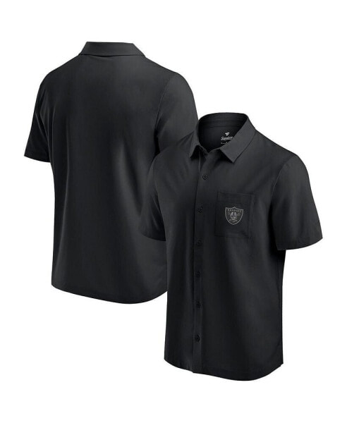 Men's Black Las Vegas Raiders Front Office Button-Up T-Shirt