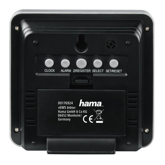 Метеостанция Hama EWS Intro - Black,Silver - Indoor thermometer,Outdoor thermometer - Thermometer - 0 - 50 °C - 32 - 122 °F - -20 - 60 °C