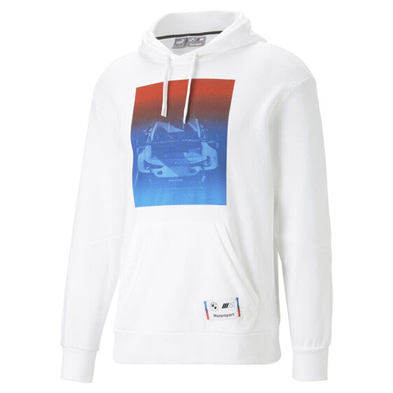 Puma Bmw Mms Road Trip Graphic Pullover Hoodie Mens White Casual Outerwear 53999