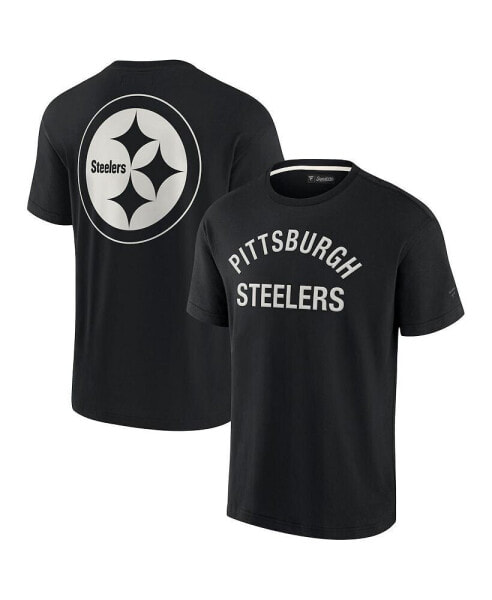 Men's and Women's Black Pittsburgh Steelers Super Soft Short Sleeve T-shirt