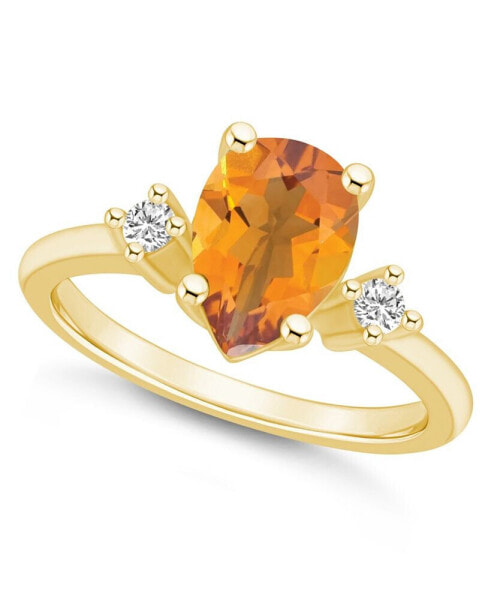 Citrine and Diamond Ring (1-3/4 ct.t.w and 1/10 ct.t.w) 14K Yellow Gold
