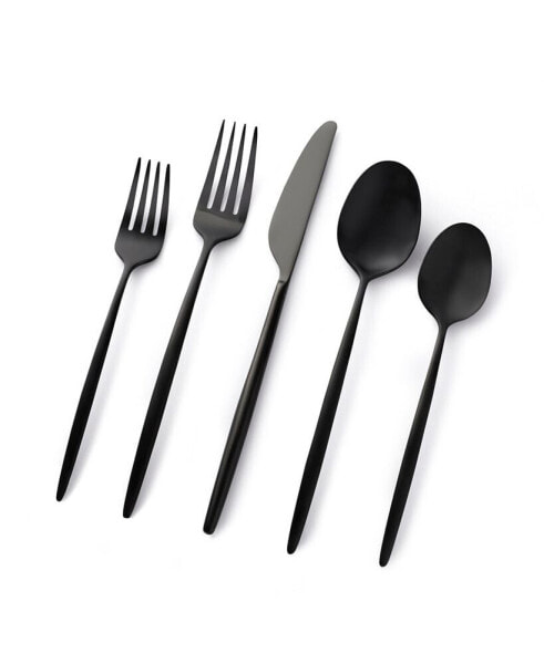 Gaze Black Satin 20-Piece Flatware Set, Service for 4