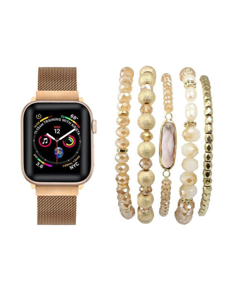 Ремешок для часов POSH TECH унисекс утонченный металлический ремешок Rose Gold Tone для Apple Watch и набор браслетов, 38 мм