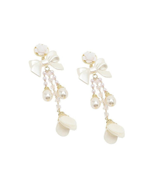 Women's White Flora Drop Earrings