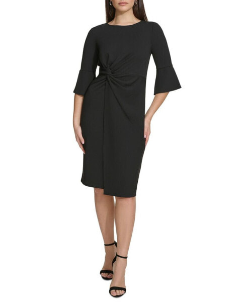 Women's Bell-Sleeve Twist Sheath Dress