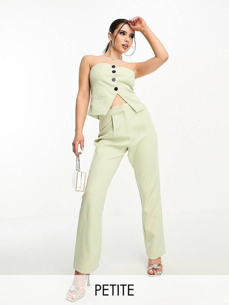 4th & Reckless Petite exclusive tailored side split trouser co-ord in green