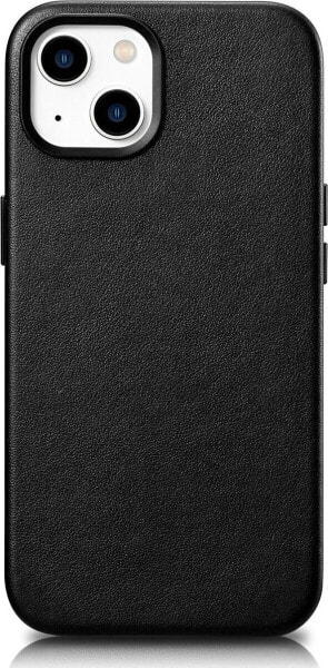 iCarer iCarer Case Leather pokrowiec etui z naturalnej skóry do iPhone 14 czarny (WMI14220705-BK) (kompatybilne z MagSafe)