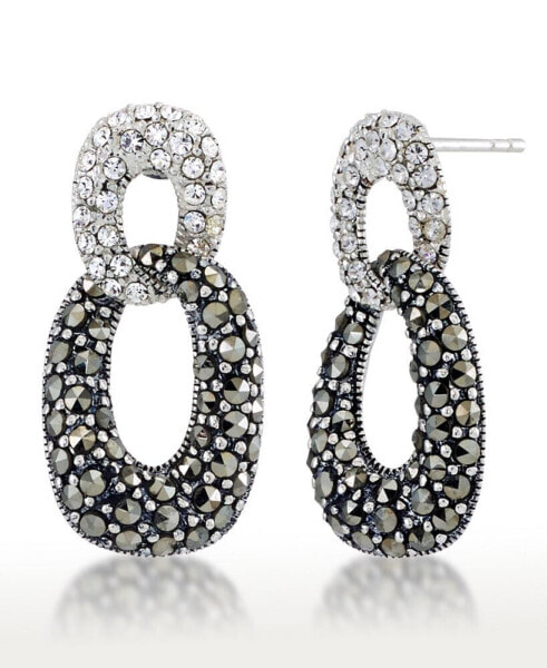 Серьги Macy's Marcasite and Crystal Pave Double Oval Post