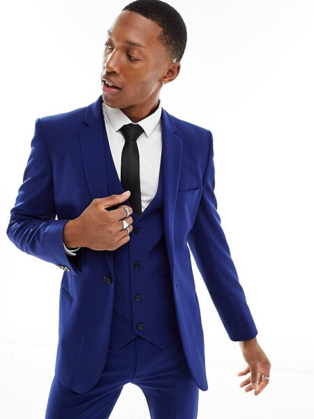 ASOS DESIGN super skinny suit jacket in dark blue