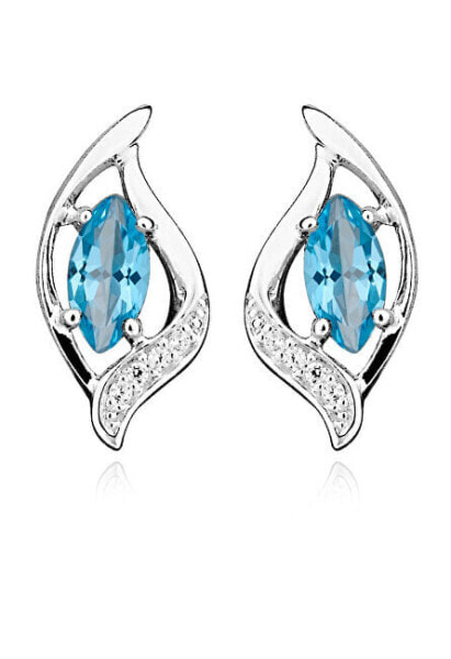 Fashion silver earrings with topazes and zircons EG000042