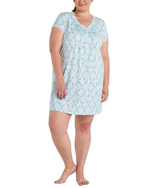 Plus Size Floral Lace-Trim Nightgown