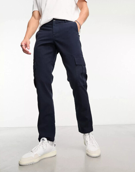 ASOS DESIGN slim cargo trouser in navy