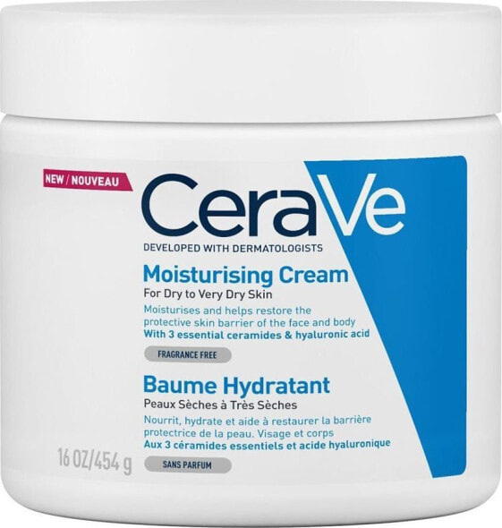 CeraVe Moisturizing Cream For Dry to Very Dry Skin Увлажняющий крем с керамидами и гаилуроновой кислотой, укрепляющий кожный барьер, для сухой и очень сухой кожи 454 мл