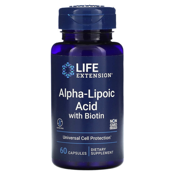 Антиоксидант Life Extension Альфа-Липоевая кислота с биотином, 60 капсул