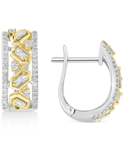 EFFY® Diamond Multi-Cluster Hoop Earrings (1/2 ct. t.w.) in 14k White Gold & Yellow Gold, 0.59"