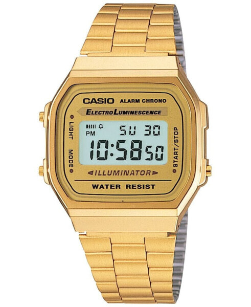 Часы и аксессуары CASIO Мужские цифровые винтажные наручные часы из нержавеющей стали с золотистым покрытием 39x39мм A168WG-9MV
