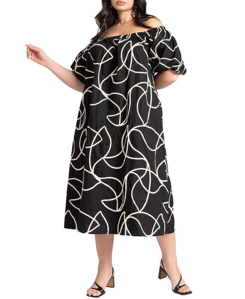 Plus Size Embroidered Midi Dress