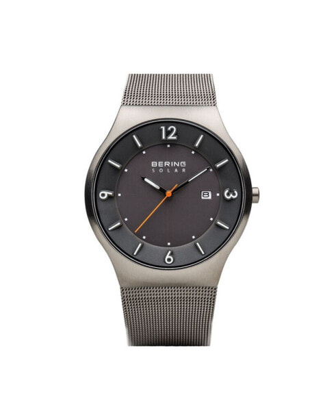 Men's Slim Solar Stainless Case and Mesh Watch