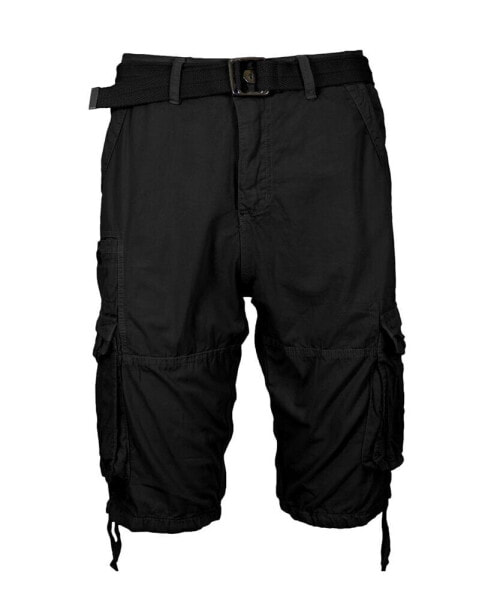 Men's Vintage-Like Cotton Cargo Belted Shorts