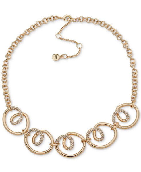 DKNY gold-Tone Pavé Twist Statement Necklace, 16" + 3" extender