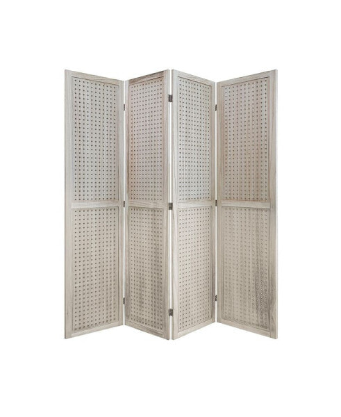 4-Panel Pegboard Room Divider for Privacy, Display, and Organization