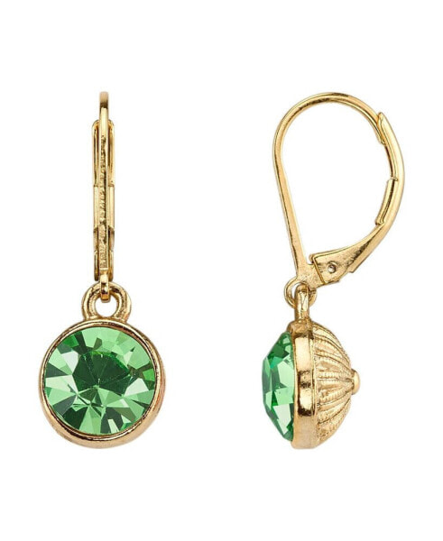 14K Gold-Dipped Period Green Faceted Drop Earrings