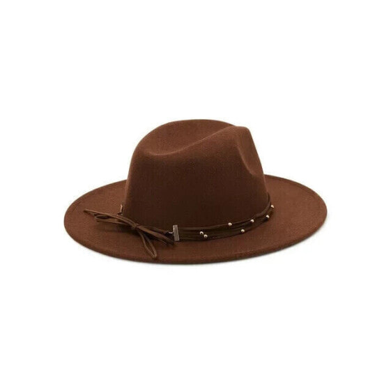 Time and Tru Women’s Felt Fedora Hat With Beaded Trim Brown 100% Polyester