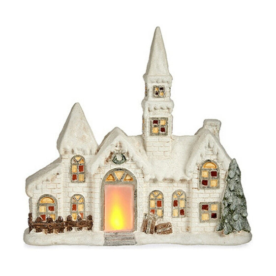 Decorative Figure Christmas LED Light House 11 x 47,5 x 49 cm White Polyresin