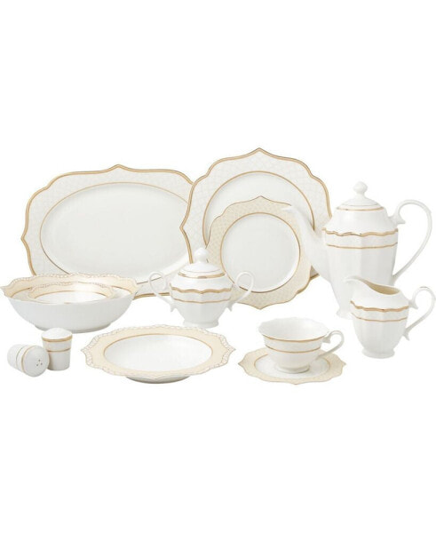 57 Piece Mix and Match Bone China Dinnerware Set, Service for 8