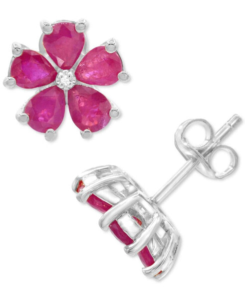 Серьги Macy's lab-Created Ruby Flower Stud