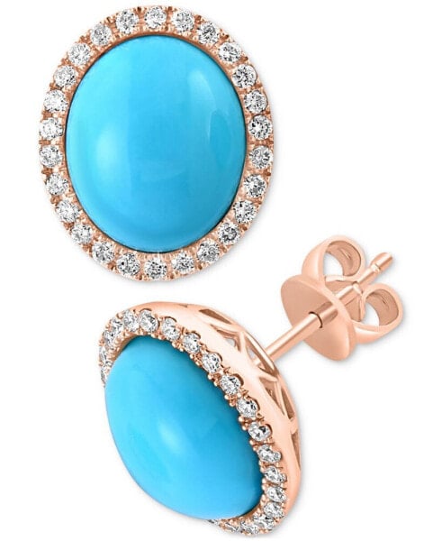 Серьги EFFY eFFY® Turquoise & Diamond Oval