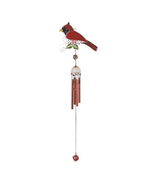 26" Long Northern Cardinal Wind Chime with Gem Home Decor Perfect Gift for House Warming, Holidays and Birthdays