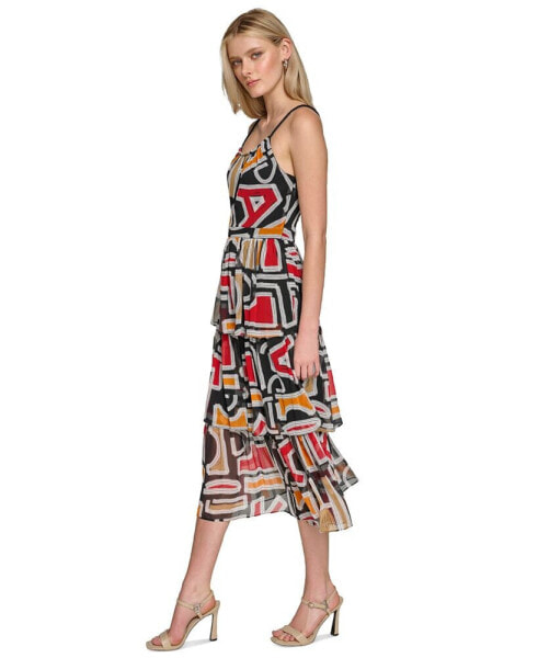 Women's Printed Tiered-Skirt Dress