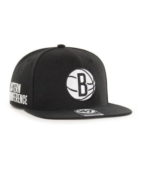 Men's Black Brooklyn Nets Sure Shot Captain Snapback Hat