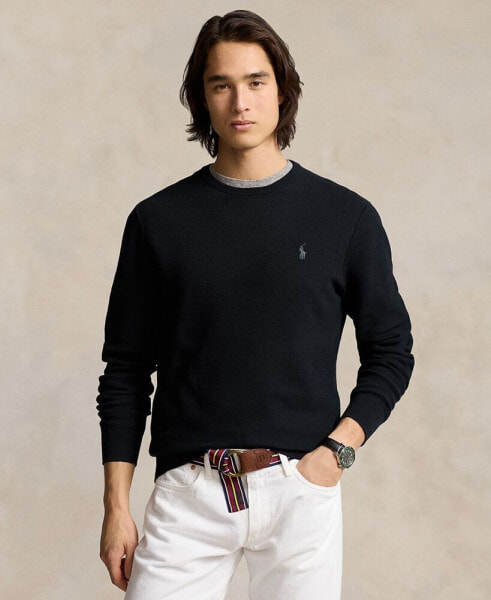 Men's Textured Cotton Crewneck Sweater