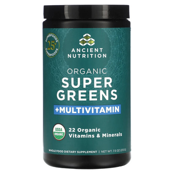 Зеленый суперфуд и мультивитамин Ancient Nutrition Organic Super Greens, 213 г