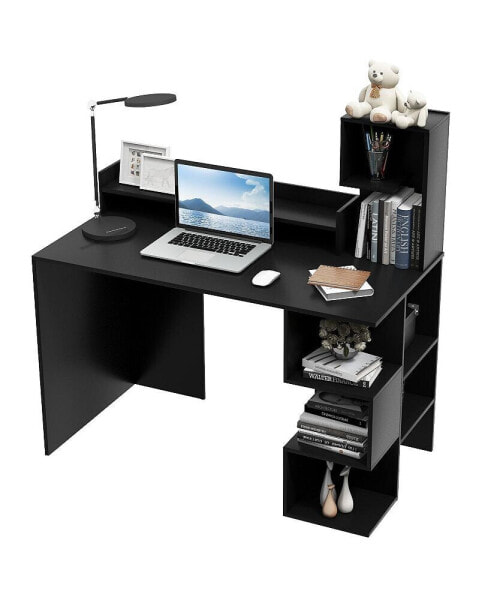 Компьютерный стол с полкой и стеллажом Slickblue современный для домашнего офиса