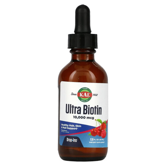 БАД для волос смешанных ягод Ultra Biotin, 10,000 мкг 59 мл KAL