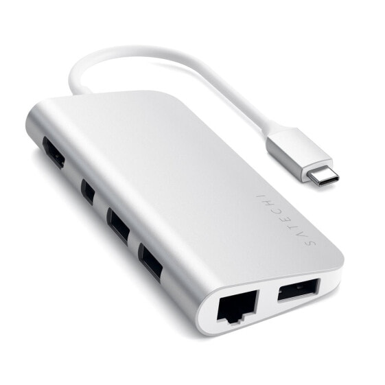 Satechi ST-TCMM8PAS - Wired - USB 3.2 Gen 1 (3.1 Gen 1) Type-C - 49 W - 10,100,1000 Mbit/s - Silver - MicroSD (TransFlash) - SD