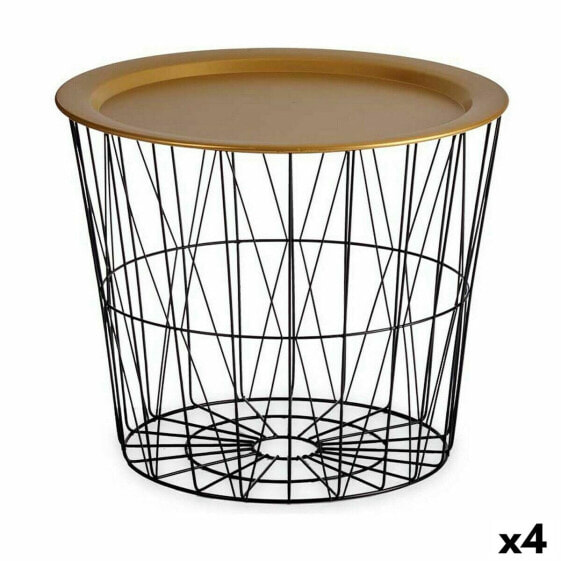 Журнальный стол Чернозолотистый Металлический 52 x 40 x 52 см (4 шт) Gift Decor Side Table Black Golden Metal 52 x 40 x 52 cm (4 Units)