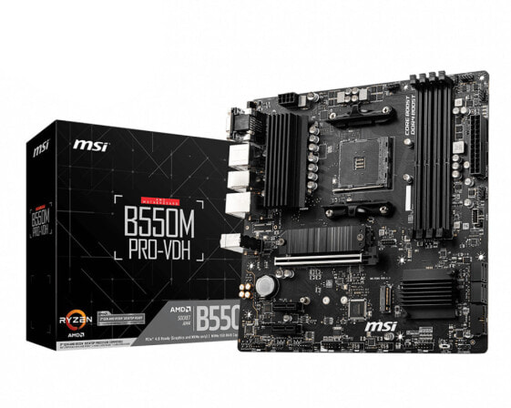 MSI B550M PRO-VDH - AMD - Socket AM4 - AMD Ryzen™ 5 - AMD Ryzen™ 7 - 3rd Generation AMD Ryzen™ 9 - DDR4-SDRAM - 128 GB - DIMM