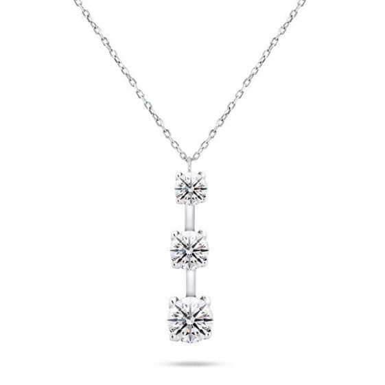 Elegant silver necklace with zircons NCL80W