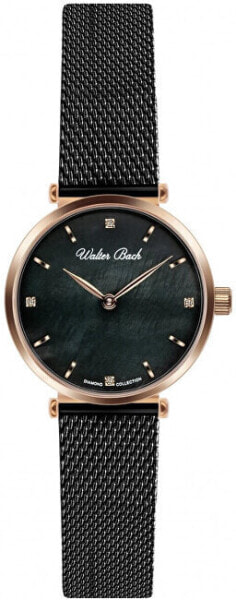 Часы и аксессуары Walter Bach Наручные часы Celle Black Mesh с диамантами WBL-3314