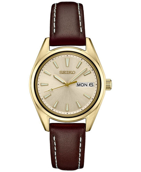 Women's Essentials Brown Leather Strap Watch 30mm